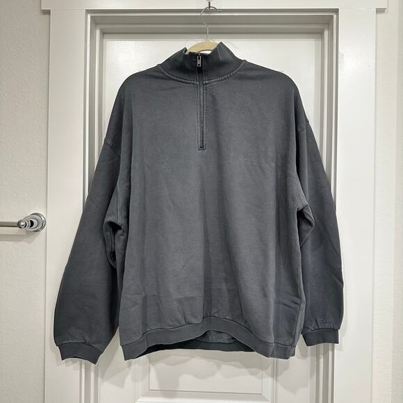 NWT SKIMS BOYFRIEND FLEECE HALF ZIP PULLOVER IN ZIRCON SIZE XS - Picture 6 of 9